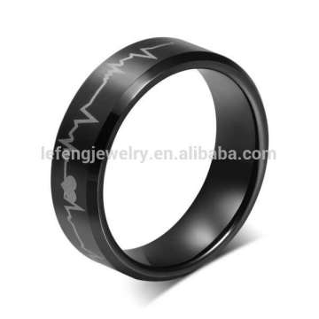 Schwarze Ringe aus Wolfram-Edelstahl, günstiger runder Ring